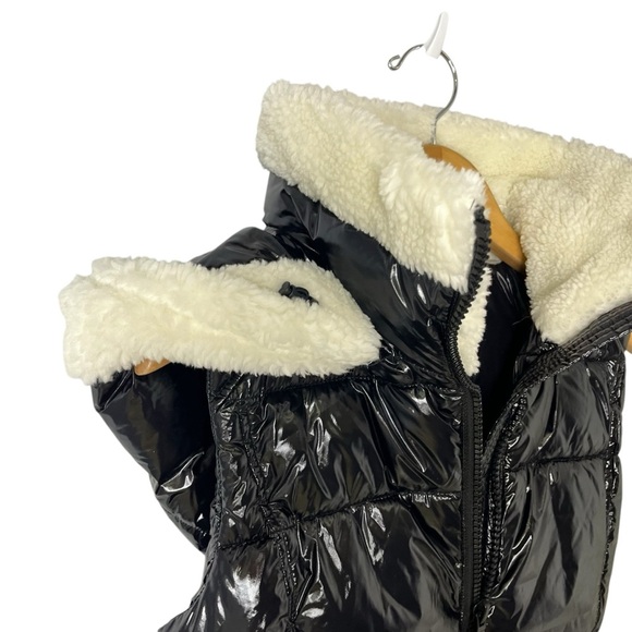 S13 Annie Faux Shearling Trim Puffer Vest Black Size Small - Picture 4 of 10